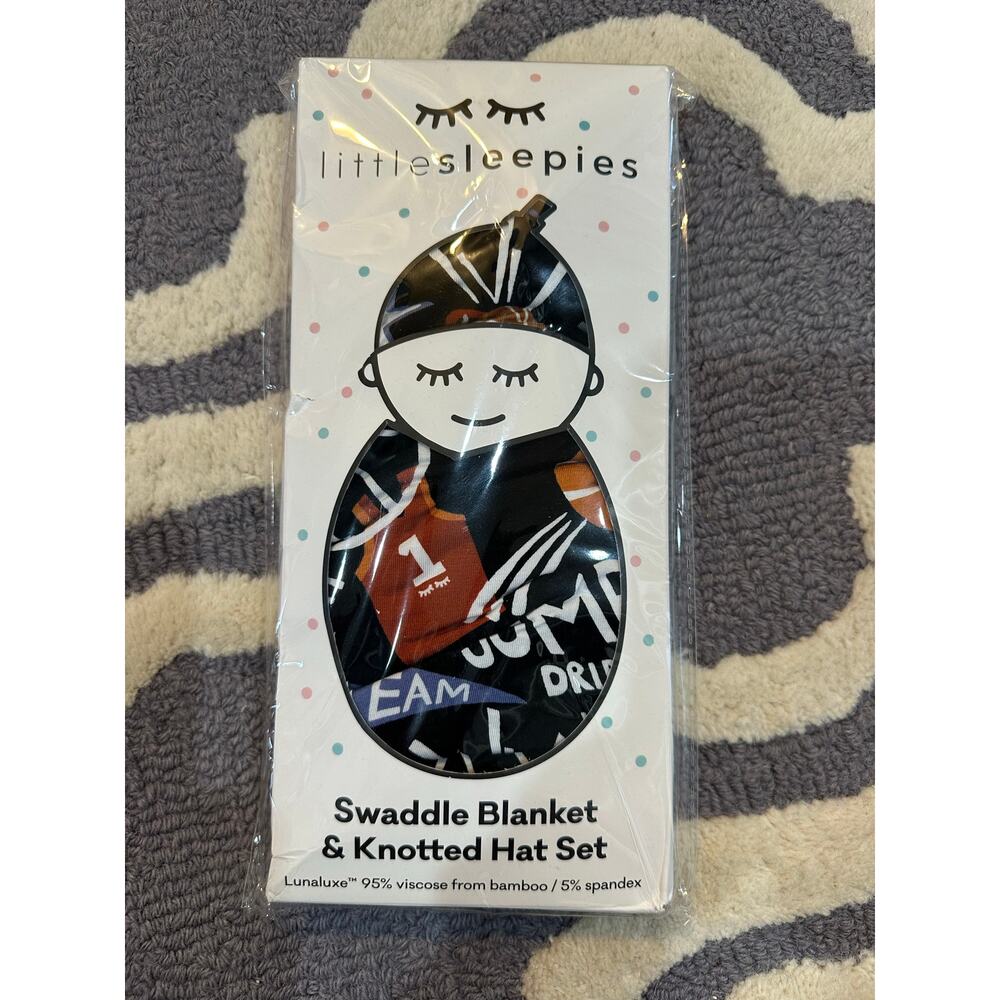 Little Sleepies SLAM DUNK Basketball Swaddle & Beanie Hat SET New- NIB